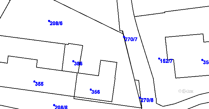 Parcela st. 208/7 v KÚ Bratrušín, Katastrální mapa