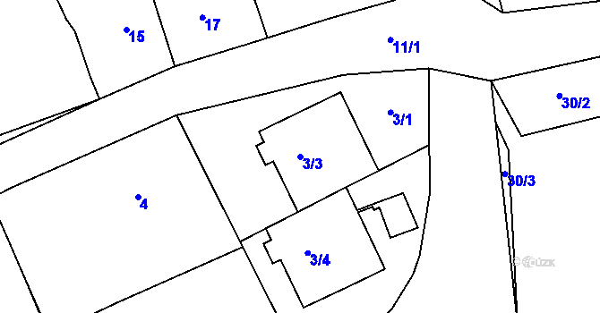 Parcela st. 3/3 v KÚ Domanínek, Katastrální mapa