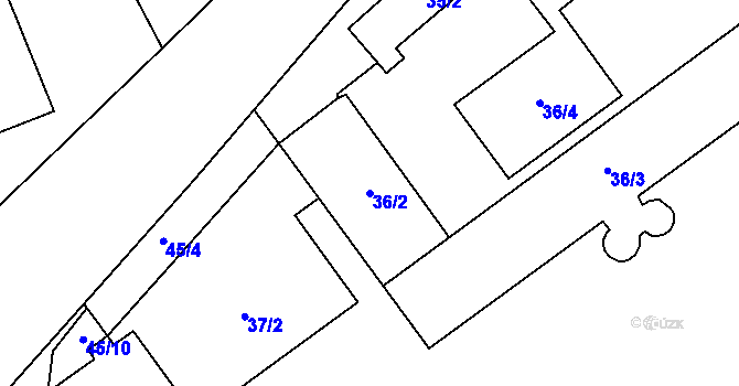 Parcela st. 36/2 v KÚ Domanínek, Katastrální mapa