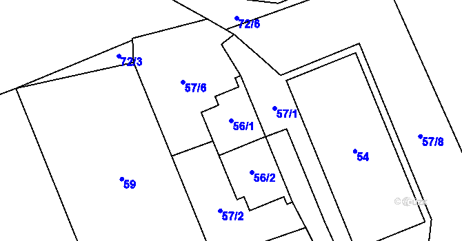 Parcela st. 56/1 v KÚ Domanínek, Katastrální mapa