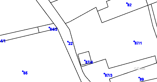 Parcela st. 87/2 v KÚ Domanínek, Katastrální mapa