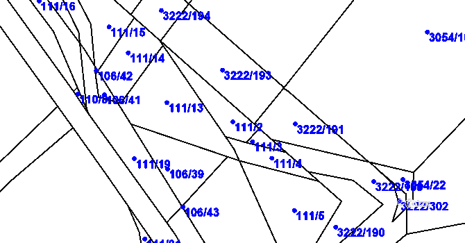 Parcela st. 111/2 v KÚ Domanínek, Katastrální mapa