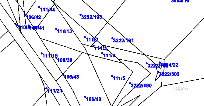 Parcela st. 111/4 v KÚ Domanínek, Katastrální mapa