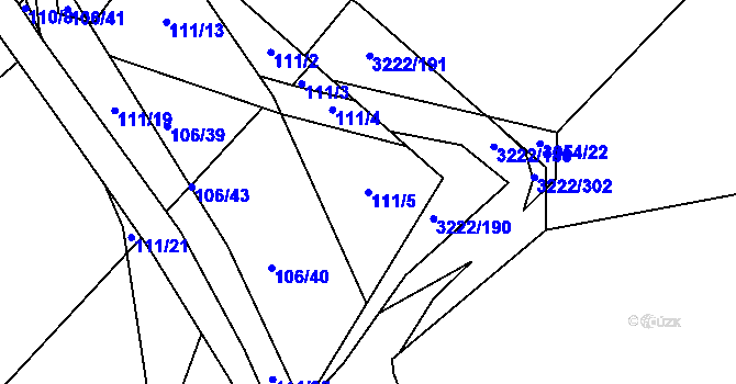 Parcela st. 111/5 v KÚ Domanínek, Katastrální mapa