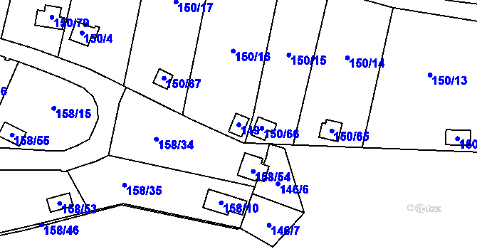 Parcela st. 149 v KÚ Domanínek, Katastrální mapa