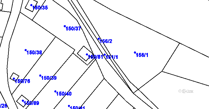 Parcela st. 151/1 v KÚ Domanínek, Katastrální mapa