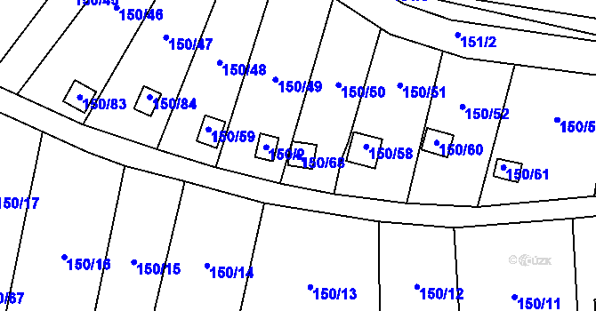 Parcela st. 150/68 v KÚ Domanínek, Katastrální mapa