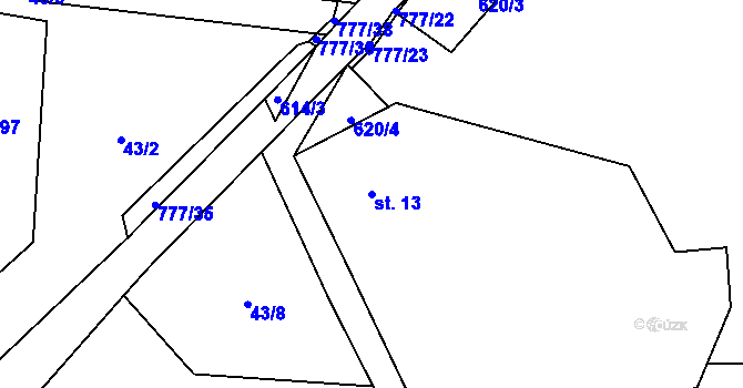 Parcela st. 13 v KÚ Bystřice nad Úhlavou, Katastrální mapa