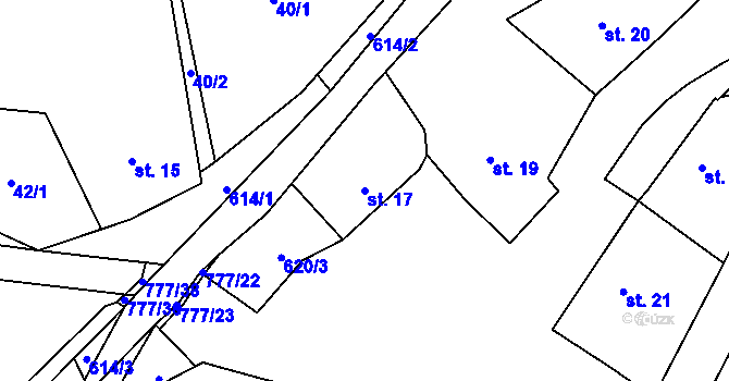 Parcela st. 17 v KÚ Bystřice nad Úhlavou, Katastrální mapa