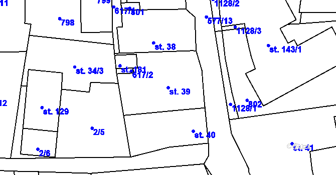 Parcela st. 39 v KÚ Bystřice nad Úhlavou, Katastrální mapa