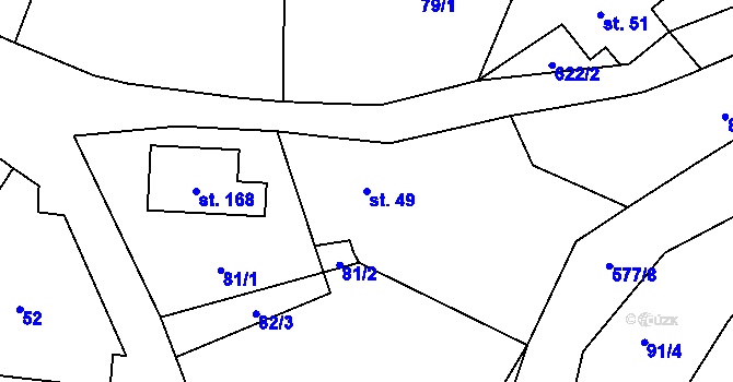 Parcela st. 49 v KÚ Bystřice nad Úhlavou, Katastrální mapa