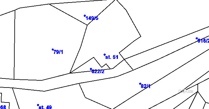 Parcela st. 51 v KÚ Bystřice nad Úhlavou, Katastrální mapa