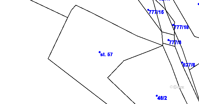 Parcela st. 57 v KÚ Bystřice nad Úhlavou, Katastrální mapa