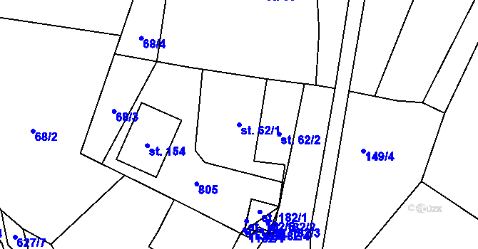 Parcela st. 62/1 v KÚ Bystřice nad Úhlavou, Katastrální mapa