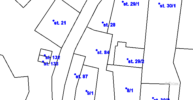 Parcela st. 84 v KÚ Bystřice nad Úhlavou, Katastrální mapa
