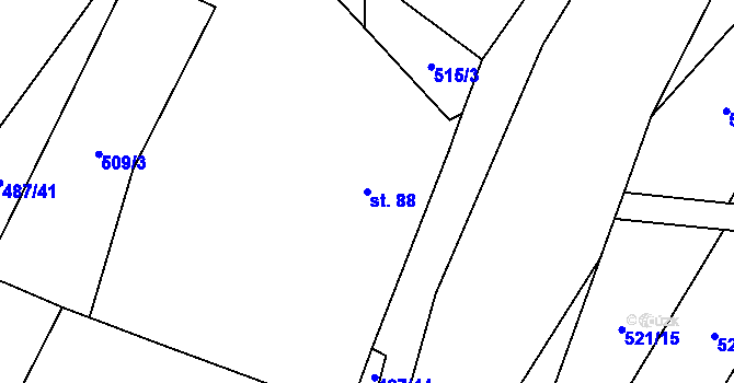 Parcela st. 88 v KÚ Bystřice nad Úhlavou, Katastrální mapa