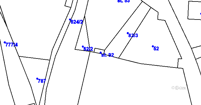 Parcela st. 92 v KÚ Bystřice nad Úhlavou, Katastrální mapa
