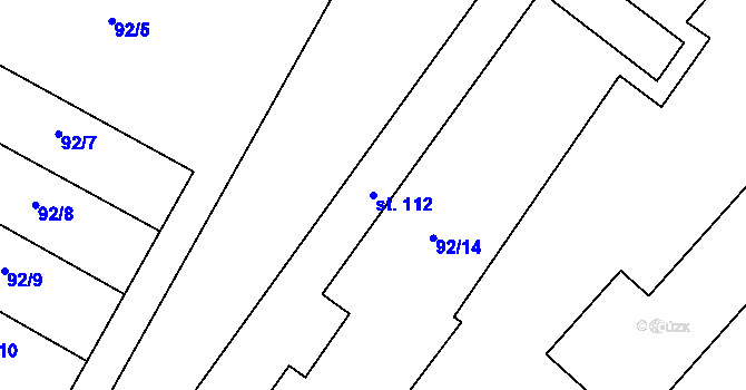 Parcela st. 112 v KÚ Bystřice nad Úhlavou, Katastrální mapa
