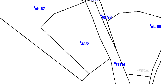 Parcela st. 48/2 v KÚ Bystřice nad Úhlavou, Katastrální mapa
