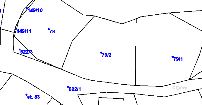 Parcela st. 79/2 v KÚ Bystřice nad Úhlavou, Katastrální mapa
