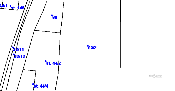 Parcela st. 90/2 v KÚ Bystřice nad Úhlavou, Katastrální mapa