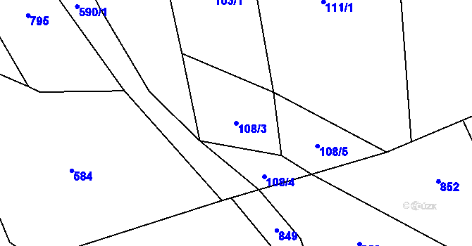 Parcela st. 108/3 v KÚ Bystřice nad Úhlavou, Katastrální mapa