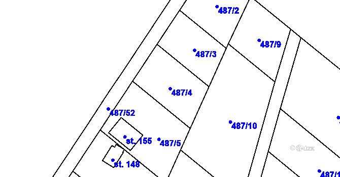 Parcela st. 487/4 v KÚ Bystřice nad Úhlavou, Katastrální mapa