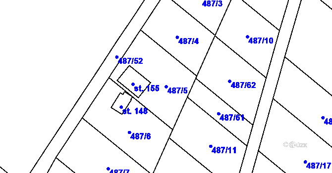 Parcela st. 487/5 v KÚ Bystřice nad Úhlavou, Katastrální mapa