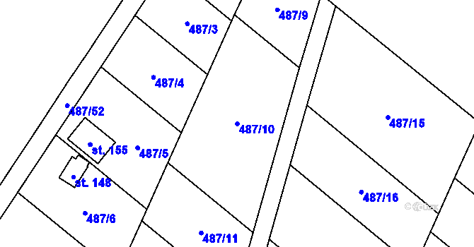 Parcela st. 487/10 v KÚ Bystřice nad Úhlavou, Katastrální mapa