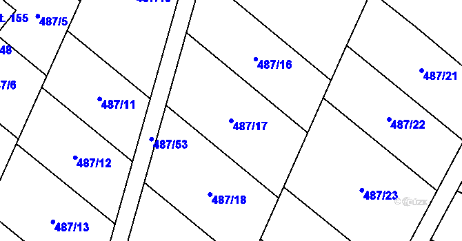 Parcela st. 487/17 v KÚ Bystřice nad Úhlavou, Katastrální mapa