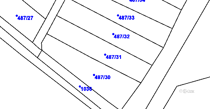 Parcela st. 487/31 v KÚ Bystřice nad Úhlavou, Katastrální mapa