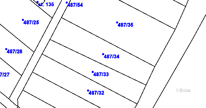 Parcela st. 487/34 v KÚ Bystřice nad Úhlavou, Katastrální mapa