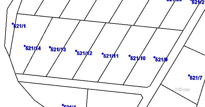 Parcela st. 521/11 v KÚ Bystřice nad Úhlavou, Katastrální mapa