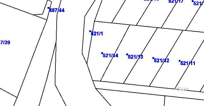 Parcela st. 521/14 v KÚ Bystřice nad Úhlavou, Katastrální mapa