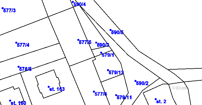Parcela st. 579/1 v KÚ Bystřice nad Úhlavou, Katastrální mapa
