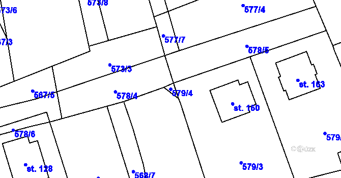 Parcela st. 579/4 v KÚ Bystřice nad Úhlavou, Katastrální mapa