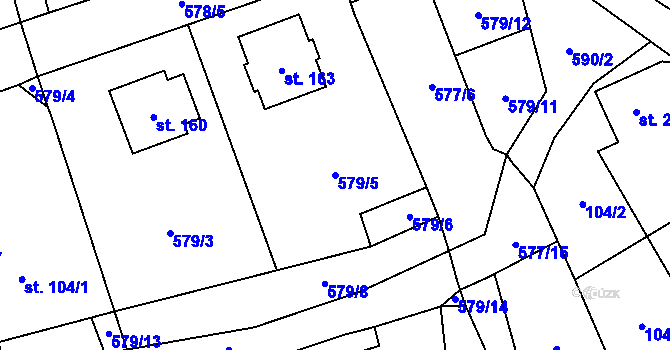 Parcela st. 579/5 v KÚ Bystřice nad Úhlavou, Katastrální mapa