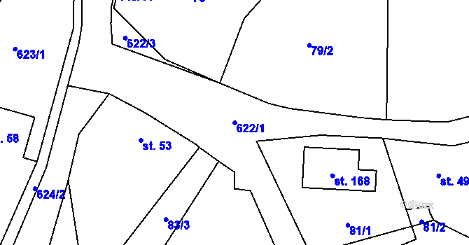 Parcela st. 622/1 v KÚ Bystřice nad Úhlavou, Katastrální mapa