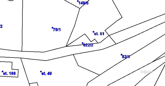 Parcela st. 622/2 v KÚ Bystřice nad Úhlavou, Katastrální mapa