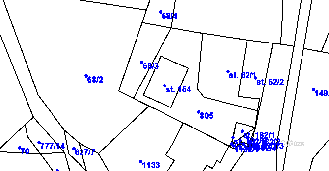 Parcela st. 154 v KÚ Bystřice nad Úhlavou, Katastrální mapa