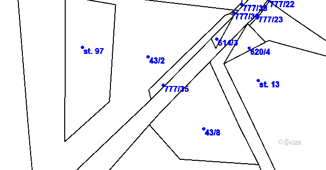 Parcela st. 777/35 v KÚ Bystřice nad Úhlavou, Katastrální mapa