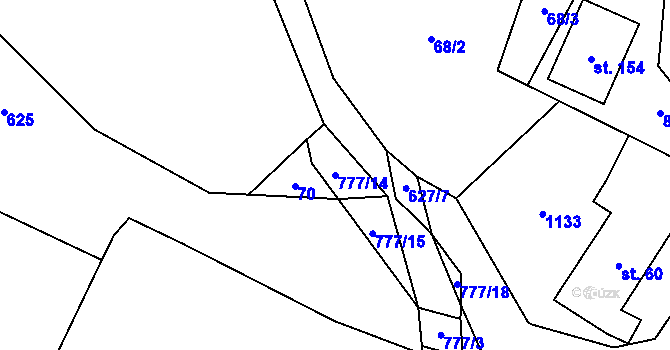 Parcela st. 777/14 v KÚ Bystřice nad Úhlavou, Katastrální mapa
