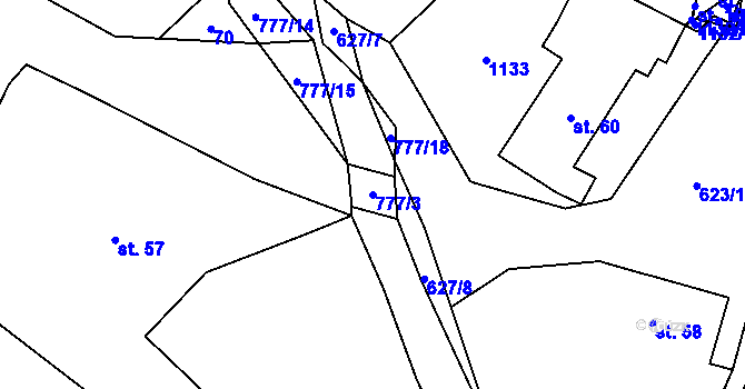 Parcela st. 777/3 v KÚ Bystřice nad Úhlavou, Katastrální mapa