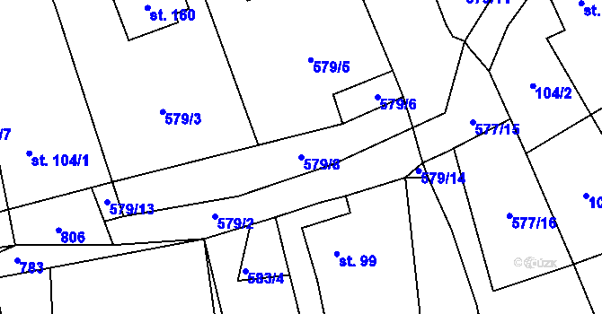 Parcela st. 579/8 v KÚ Bystřice nad Úhlavou, Katastrální mapa
