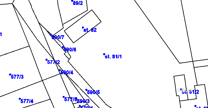 Parcela st. 81/1 v KÚ Bystřice nad Úhlavou, Katastrální mapa