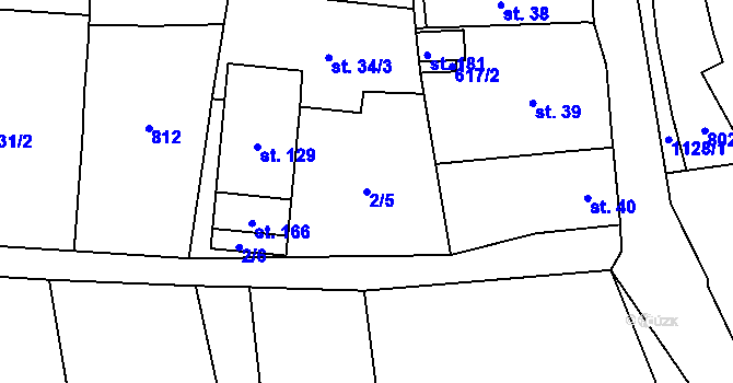 Parcela st. 2/5 v KÚ Bystřice nad Úhlavou, Katastrální mapa