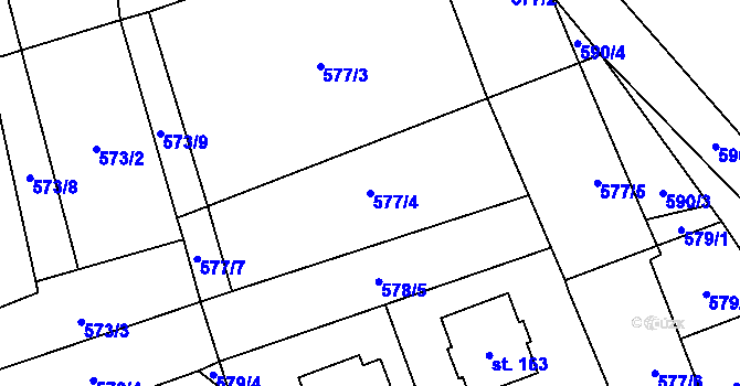 Parcela st. 577/4 v KÚ Bystřice nad Úhlavou, Katastrální mapa