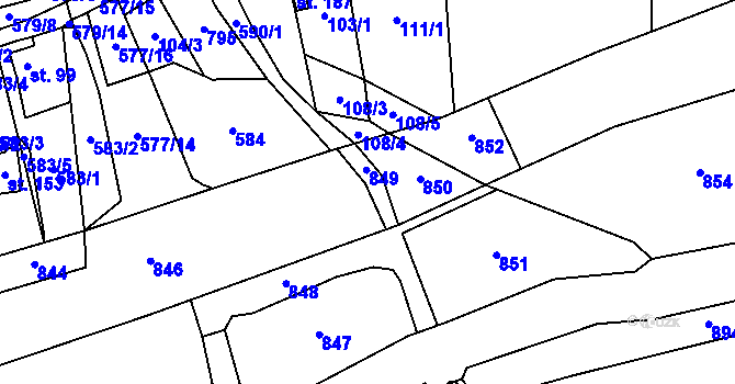 Parcela st. 111/7 v KÚ Bystřice nad Úhlavou, Katastrální mapa