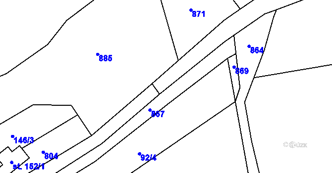 Parcela st. 577/9 v KÚ Bystřice nad Úhlavou, Katastrální mapa