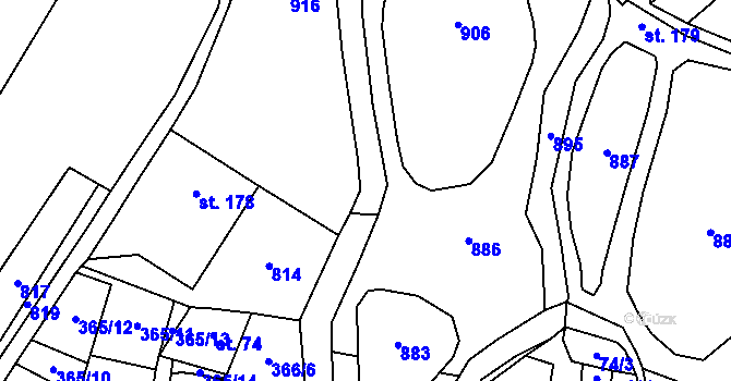Parcela st. 629/2 v KÚ Bystřice nad Úhlavou, Katastrální mapa